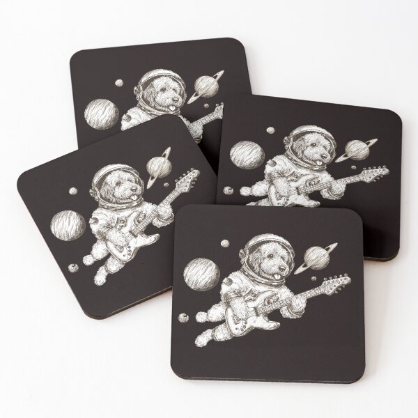 Item preview, Goldendoodle in space playing guitar designed and sold by HEXANDGLOSS.