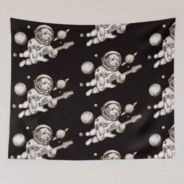 Item preview, Goldendoodle in space playing guitar designed and sold by HEXANDGLOSS.