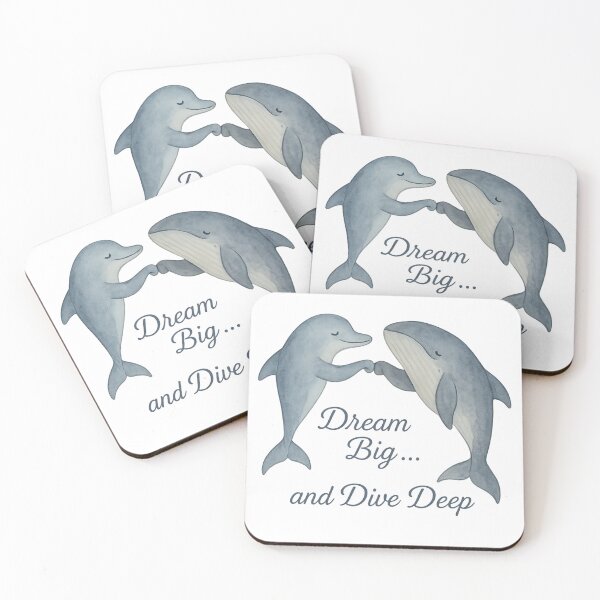 Item preview, Dream Big …and Dive Deep – Dolphin and Whale Watercolor designed and sold by MforMontessori.