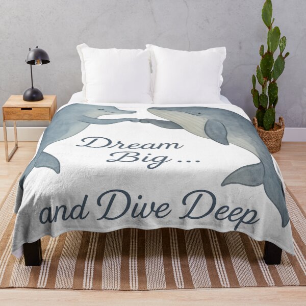 Item preview, Dream Big …and Dive Deep – Dolphin and Whale Watercolor designed and sold by MforMontessori.