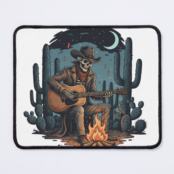 Item preview, Skeleton Cowboy Guitar Campfire Art designed and sold by Drip stamp.