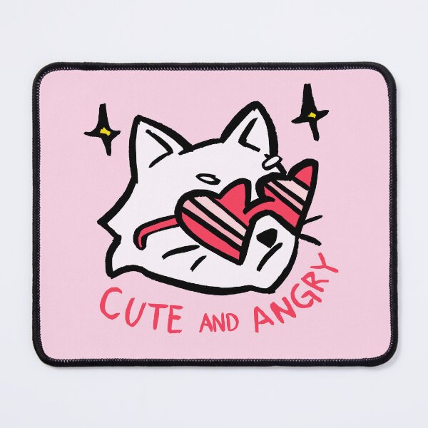 Item preview, Cute and Angry Cat with Heart Glasses Kawaii Illustration designed and sold by magdalenanegra.