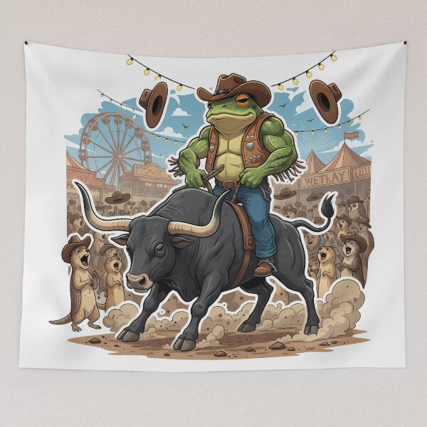 Item preview, Rodeo Frog Bull Rider Funny Western Art designed and sold by Drip stamp.
