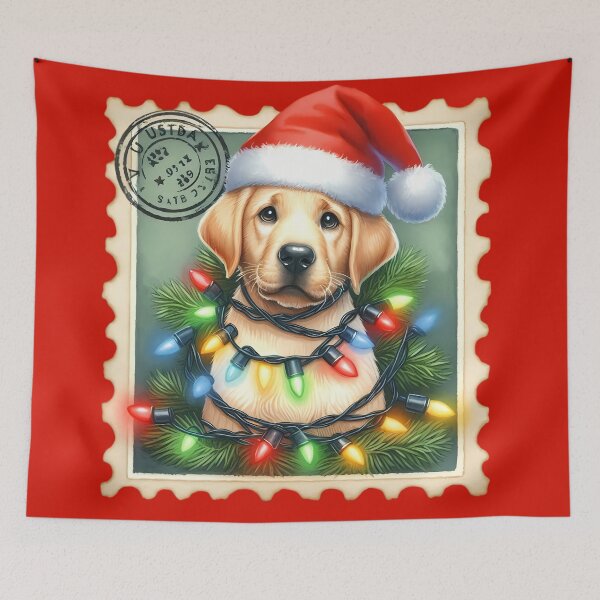 Item preview, Christmas Labrador with hat and festive garlands designed and sold by Astralia.