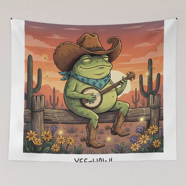 Item preview, Yee-Haw Frog Banjo Player Western Art designed and sold by Drip stamp.