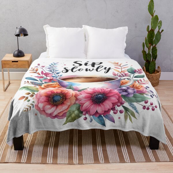 Item preview, sip slowly, coffee sip, florals, caffeine designed and sold by TrueArtVibes.