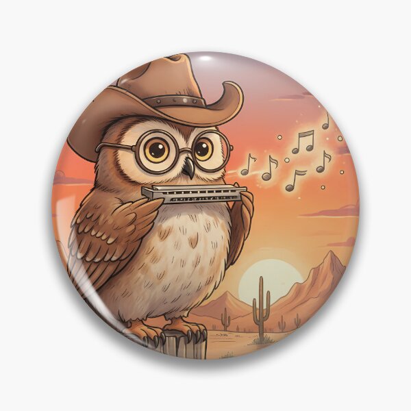Item preview, Harmonica Owl Cowboy Sunset Art designed and sold by Drip stamp.