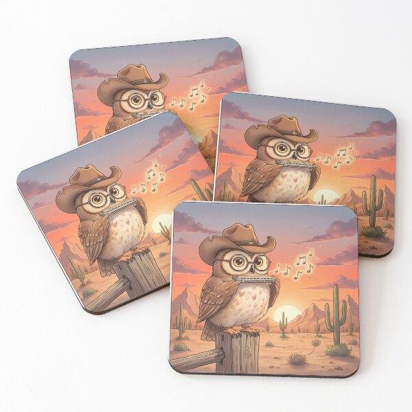 Item preview, Harmonica Owl Cowboy Sunset Art designed and sold by Drip stamp.