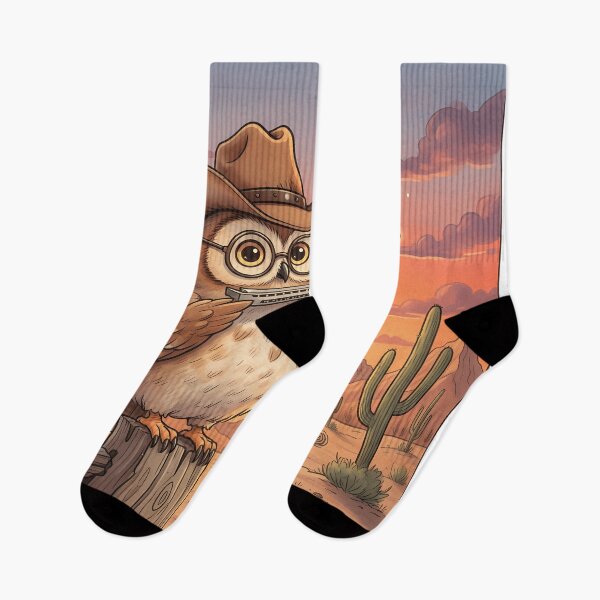 Item preview, Harmonica Owl Cowboy Sunset Art designed and sold by Drip stamp.