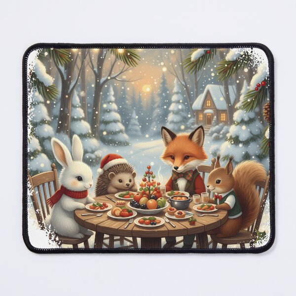 Aperçu de l'œuvre Festin de Noël douillet avec les animaux des bois créée et vendue par Drip stamp.