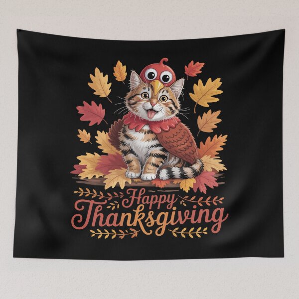 Item preview, Happy Thanksgiving Cat Turkey Christmas Day designed and sold by LeeEvans222.