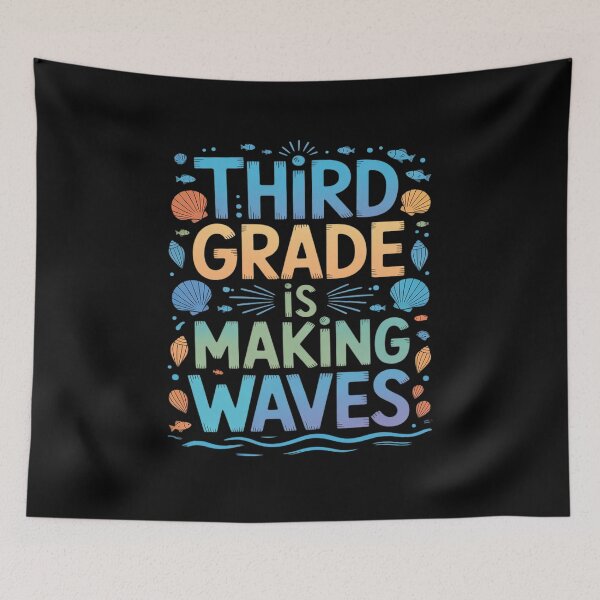 Item preview, Third Grade is Making Waves Back to School Kids and Teachers designed and sold by BlackStars3Neon.