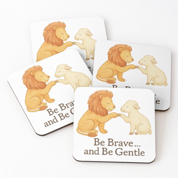Item preview, Be Brave …and Be Gentle – Lion and Lamb Watercolor designed and sold by MforMontessori.