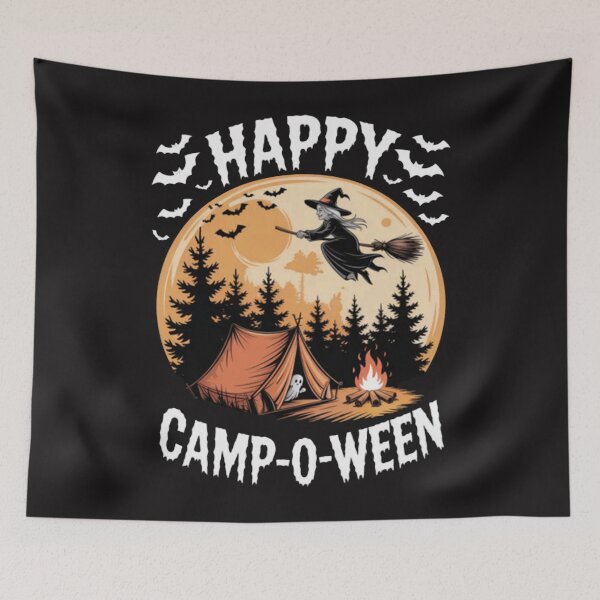 Item preview, Happy Camp-O-Ween Halloween Vibes Camping Ghost Squad  designed and sold by CraftyCuttable.