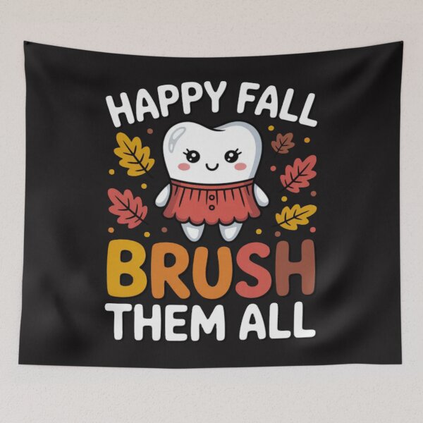 Item preview, Happy Fall Brush Them All Dental Dentist-Thanksgiving designed and sold by CraftyCuttable.
