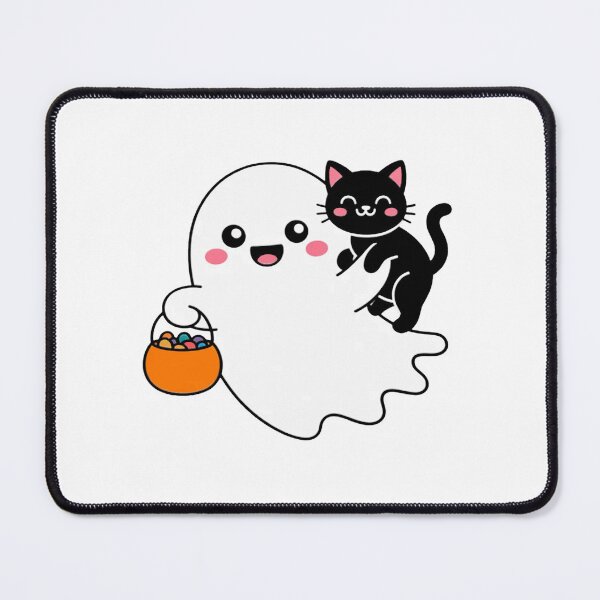 Item preview, Happy Ghost Carrying Candy with Black Cat designed and sold by CraftyCuttable.