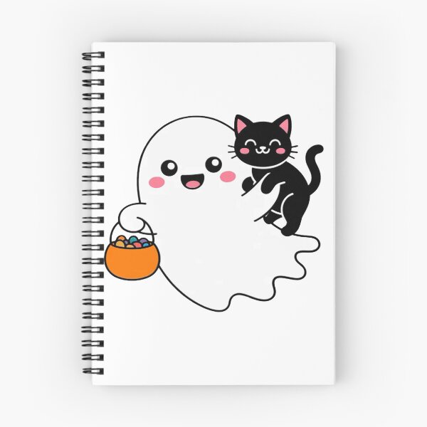 Item preview, Happy Ghost Carrying Candy with Black Cat  designed and sold by CraftyCuttable.
