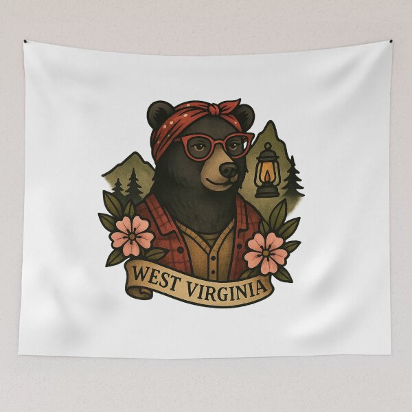 Item preview, West Virginia Black Bear Hipster – Fifty Nifty Collection designed and sold by Zippitydodads.