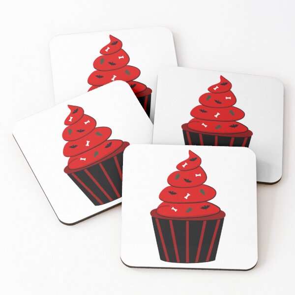 Item preview, Red Halloween Cupcake - Bats, Coffins, and Bones designed and sold by Don-A-Hue.