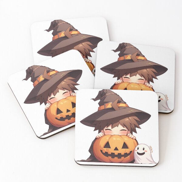 Item preview, Makoto Naegi Danganronpa Halloween Pumpkin Witch Brown Orange Cute Kawaii Chibi Anime designed and sold by HumbertoValveno.