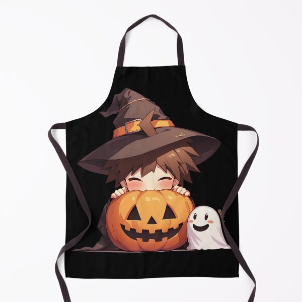 Item preview, Makoto Naegi Danganronpa Halloween Pumpkin Witch Brown Orange Cute Kawaii Chibi Anime designed and sold by HumbertoValveno.