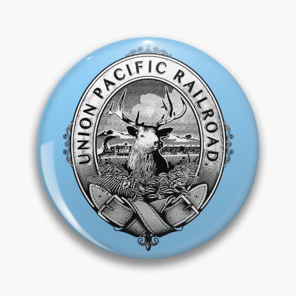Item preview, Train logo,UP, Union Pacific Mountain Elk Shield 1868~1886, Shelly's Train Store,Vintage, Classic,Archaic, Collectible Train Logos,Rail & Railroad Logos,train stickers,magnets,t-shirts,posters designed and sold by MoreEZUSA-Here.