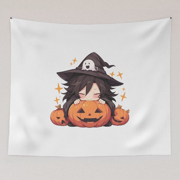 Item preview, Nobuchika Ginoza Psycho Pass Halloween Chibi Witch Boy Pumpkin Dark Hair Sleepy Cute Anime Boy designed and sold by HumbertoValveno.