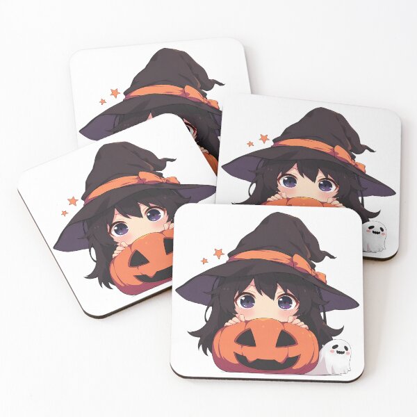 Item preview, Karen Araragi Bakemonogatari Halloween Chibi Witch Girl Pumpkin Black Hair Purple Eyes Cute Anime Girl designed and sold by HumbertoValveno.