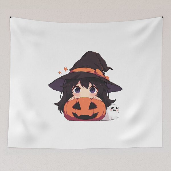 Item preview, Karen Araragi Bakemonogatari Halloween Chibi Witch Girl Pumpkin Black Hair Purple Eyes Cute Anime Girl designed and sold by HumbertoValveno.