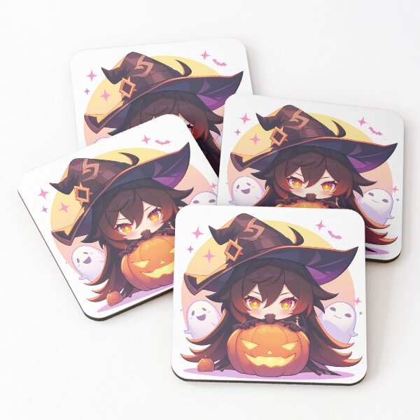 Item preview, Game Zhongli Genshin Impact Chibi Halloween Pumpkin Dark Magic Anime Boy designed and sold by HumbertoValveno.