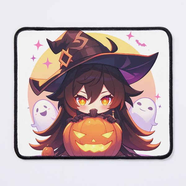 Item preview, Game Zhongli Genshin Impact Chibi Halloween Pumpkin Dark Magic Anime Boy designed and sold by HumbertoValveno.