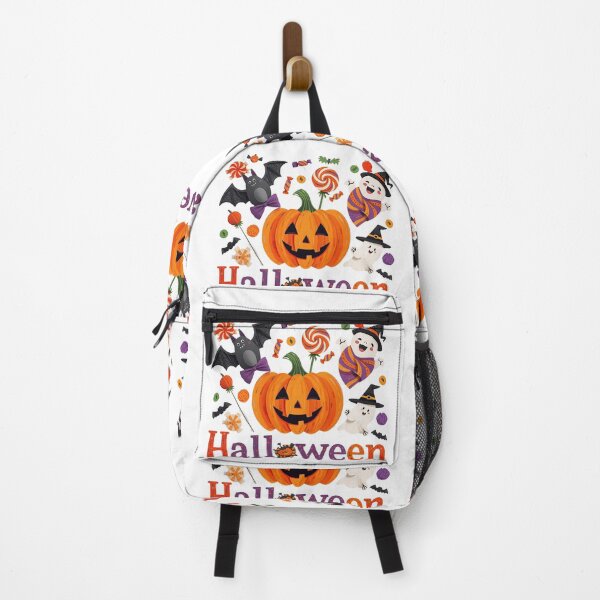 Item preview, Cheerful ghost wearing witch hat with pumpkins and bats Halloween designed and sold by PWDigitalArt.