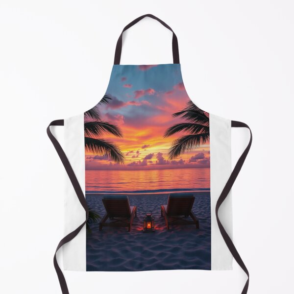 Item preview, Tropical Sunset Bliss | Beach Loungers, Palm Trees & Ocean Glow designed and sold by Vida e Arte.