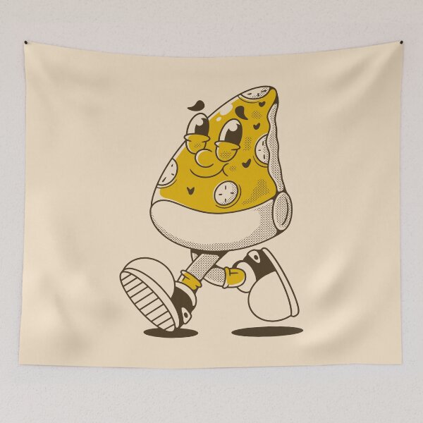 Item preview, Retro Cartoon Walking Pizza Slice Character Illustration designed and sold by adipra.