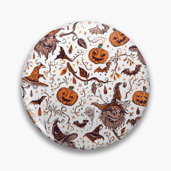 Item preview, Whimsical Halloween pattern with cute ghosts jack o lanterns bats and witch hat designed and sold by PWDigitalArt.