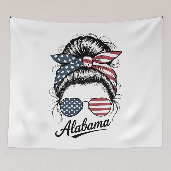 Item preview, Alabama Messy Bun Lady American Flag designed and sold by papertaless.