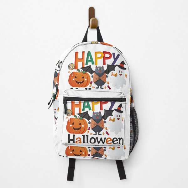 Item preview, Happy Halloween text with pumpkins, ghosts, bats, and candy isolated on transparent background designed and sold by PWDigitalArt.