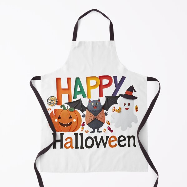 Item preview, Happy Halloween text with pumpkins, ghosts, bats, and candy isolated on transparent background designed and sold by PWDigitalArt.