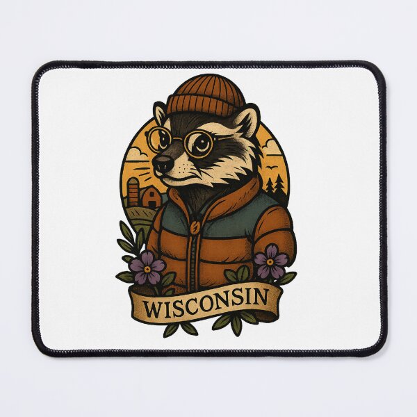 Item preview, Wisconsin Badger Hipster – Fifty Nifty Collection designed and sold by Zippitydodads.