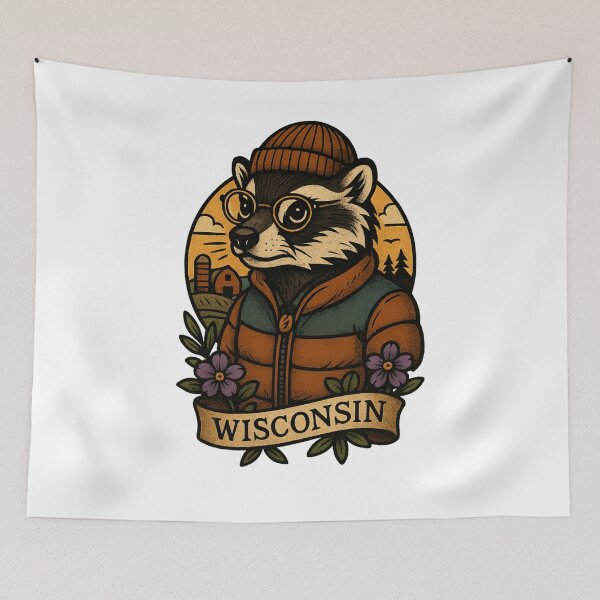 Item preview, Wisconsin Badger Hipster – Fifty Nifty Collection designed and sold by Zippitydodads.