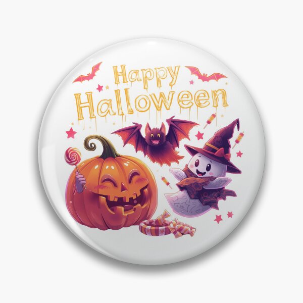 Item preview, Happy Halloween greeting with pumpkins bats ghosts and witches hats designed and sold by PWDigitalArt.
