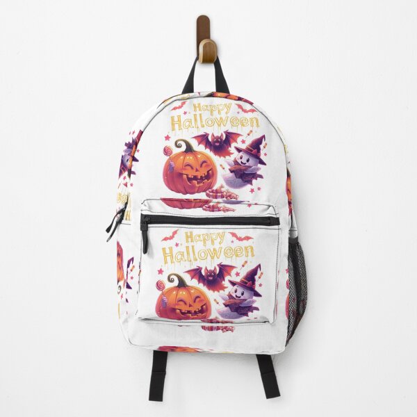 Item preview, Happy Halloween greeting with pumpkins bats ghosts and witches hats designed and sold by PWDigitalArt.