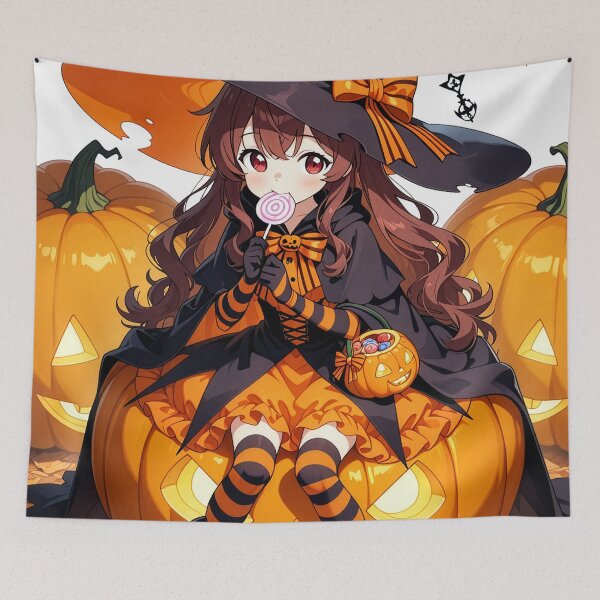 Item preview, Cute Anime Witch on Pumpkin – Kawaii Halloween Art designed and sold by S-Viirgo.