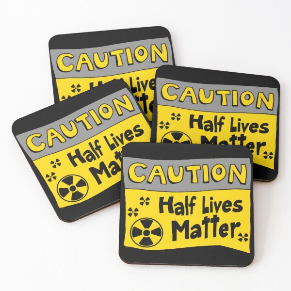 Item preview, Caution Half Lives Matter Funny Physics Humor Embroidered Atomic Warning Radiation Sign designed and sold by SkeletonsDanger.