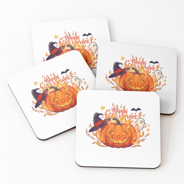 Item preview, Happy Halloween greeting with pumpkins bats ghosts and witches hats designed and sold by PWDigitalArt.