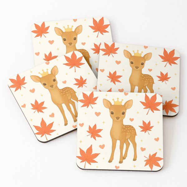Item preview, Fawn with Autumn Maple Leaves - Cream designed and sold by HIMEKARI.