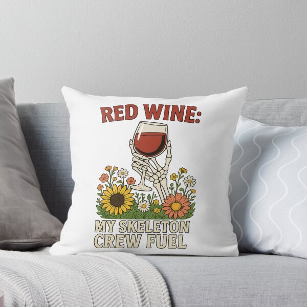 Item preview, Red Wine My Skeleton Crew Fuel – Funny Gothic Floral Wine Lover Design designed and sold by inkoutninja.