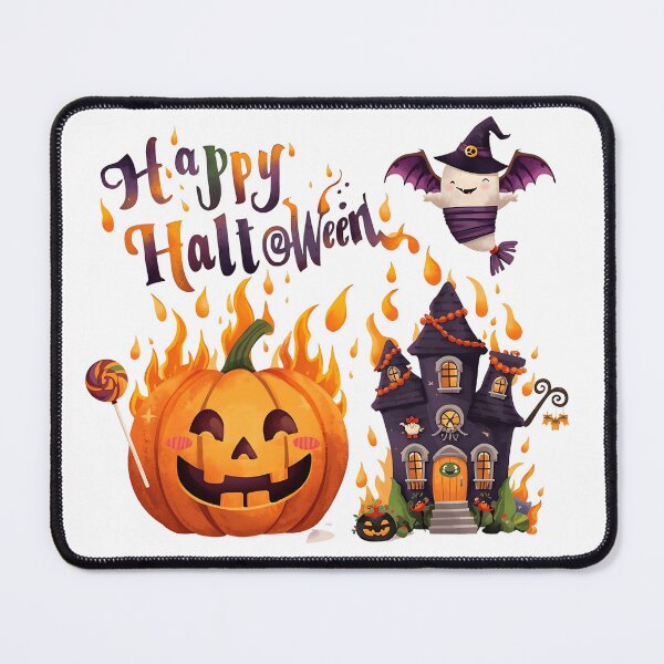 Item preview, Friendly ghost and haunted house celebrate happy Halloween with pumpkin designed and sold by PWDigitalArt.