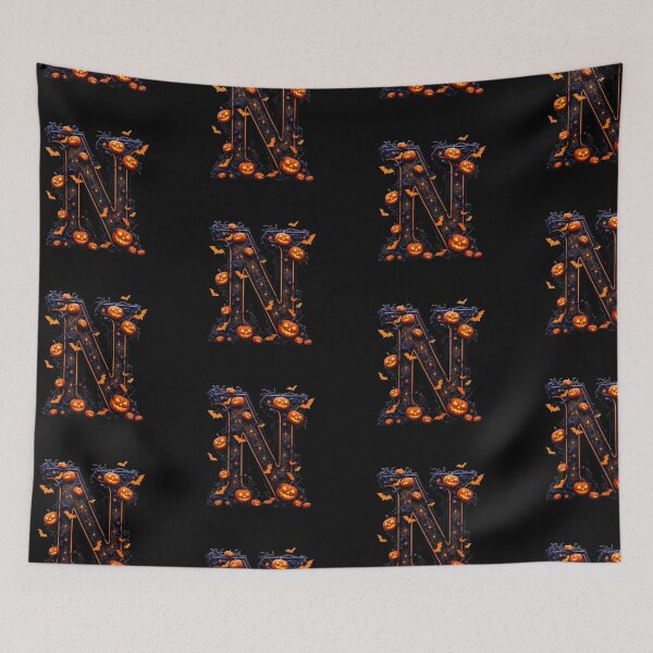 Item preview, N Halloween Alphabet Monogram, Gothic Letter Art Print for home decor and clothes  designed and sold by TheGaliyaStudio.