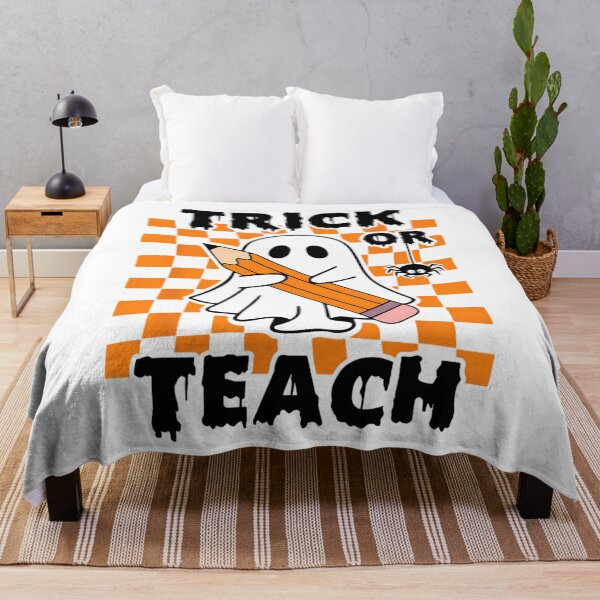 Item preview, Groovy Halloween Trick or Teach Retro Floral Ghost Teacher designed and sold by mqsqasemik.